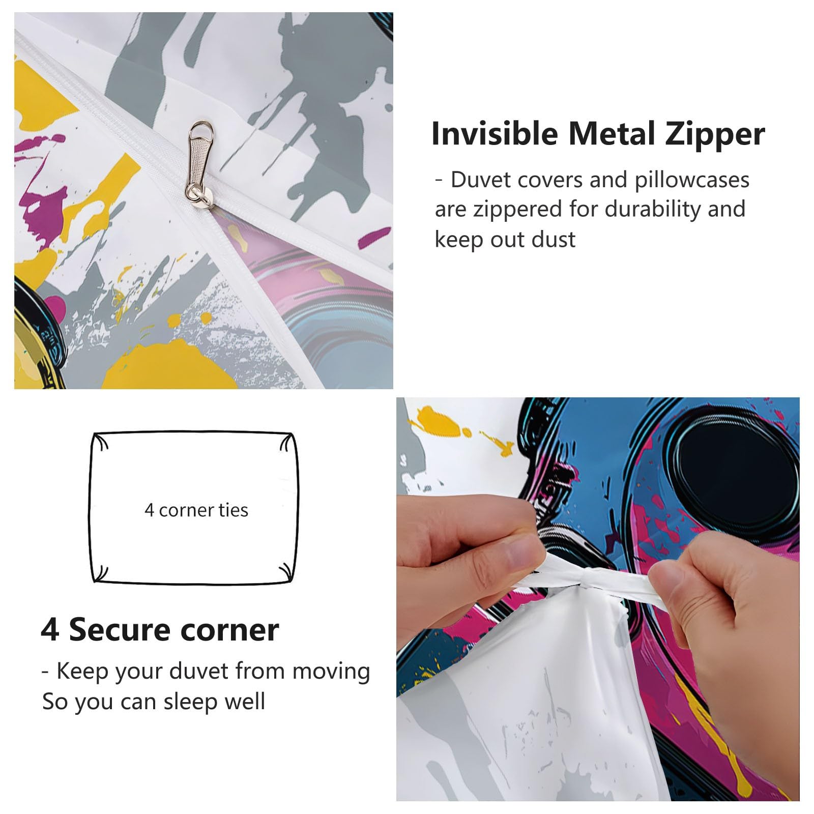 Controller Per Videogiochi Arte Cartoni Animati Set Copripiumino Matrimoniale 180x220cm,con 2 federe,Parure Copripiumino Microfibra con Stampa Digitale,Colorato Biancheria da Letto Decorativo