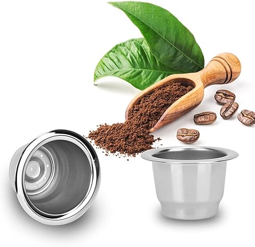 Miniatura 4 de Qiilu Taza de cápsula de café reutilizable de acero inoxidable plateado acero inoxidable reutilizable recargable taza de cápsula de café para