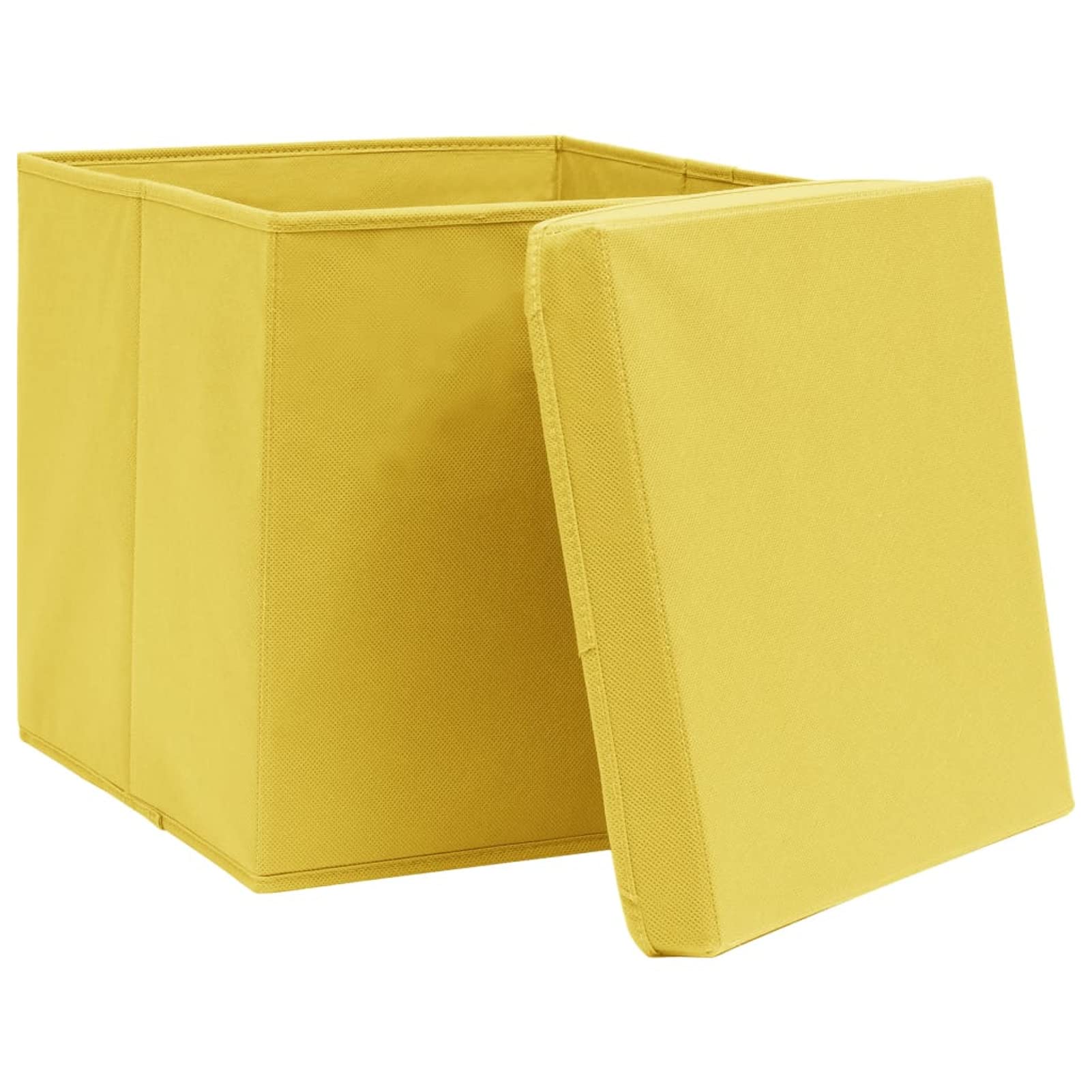 Tidyard 10 STK. Aufbewahrungsbox mit Deckeln Zusammenklappbar Spielkiste Regalkorb Faltkiste Korb Kinderbox Faltbox Box Kiste Vliesstoff 28x28x28 cm Gelb