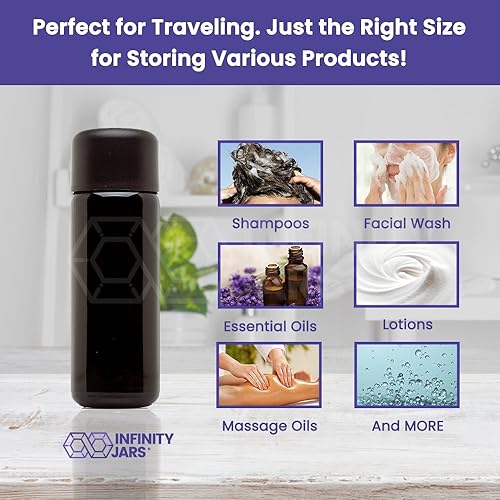 Miniatura 5 de Infinity Jars Botella de vidrio ultravioleta negro de 1.7 fl oz (1.7 fl oz) de vertido lento, paquete de 3