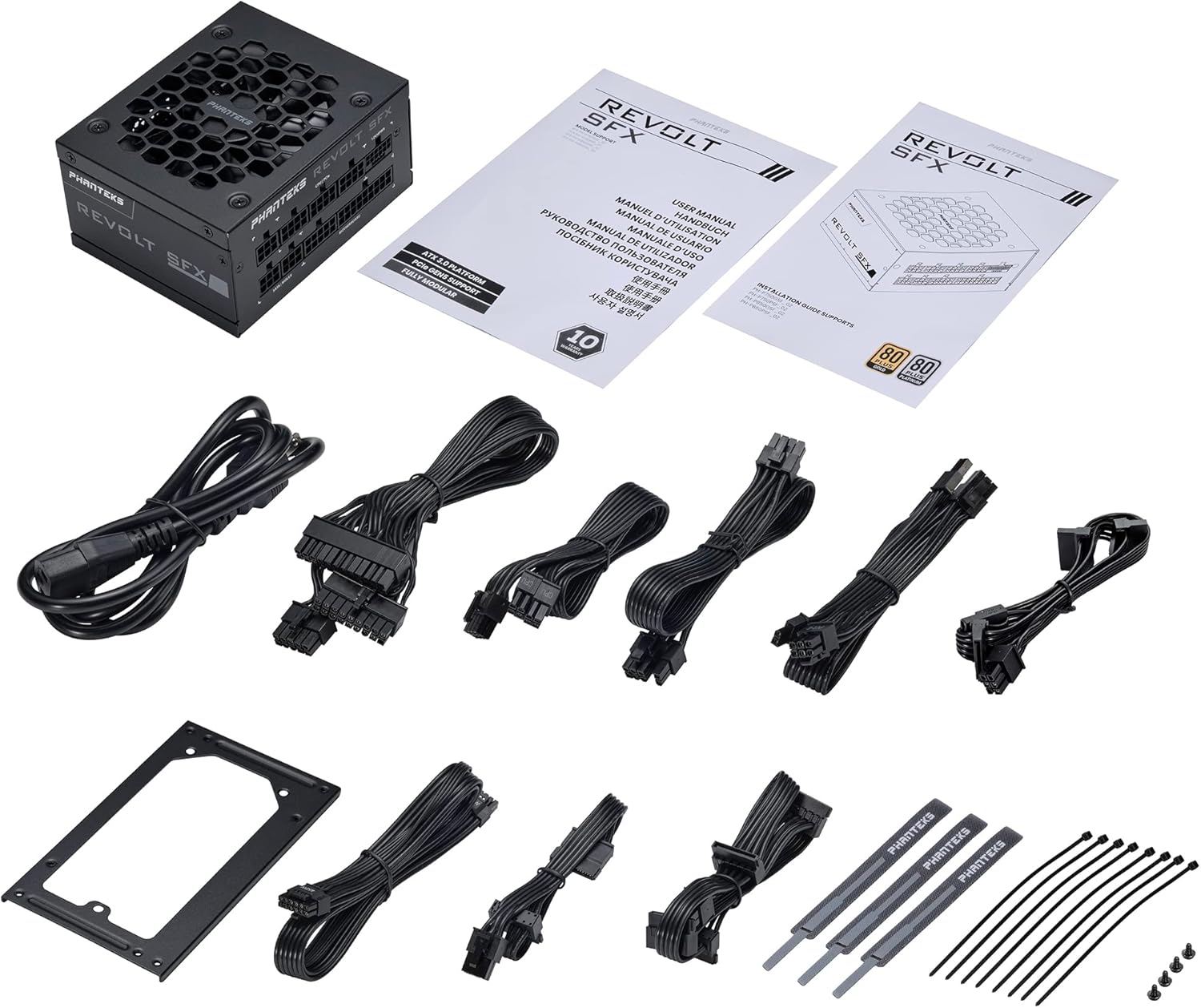 Phanteks (PH-P850PSF_02) Revolt SFX 850W 80PLUS Platinum, Super Compact SFX Form Factor, ATX 3.0, PCIe 5.0 Power Supply, Fully Modular, Platinum-Rated Efficiency, Silent Fan, Black