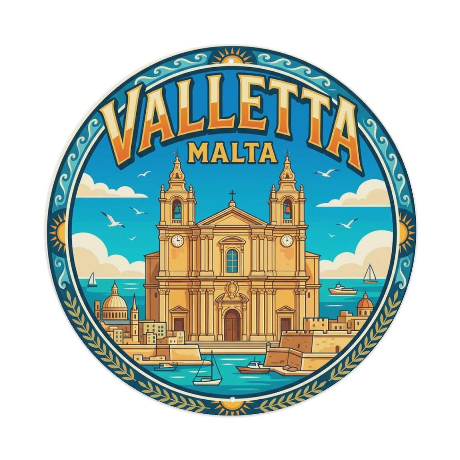 Metal Tin Sign Vintage Travel Malta Valletta