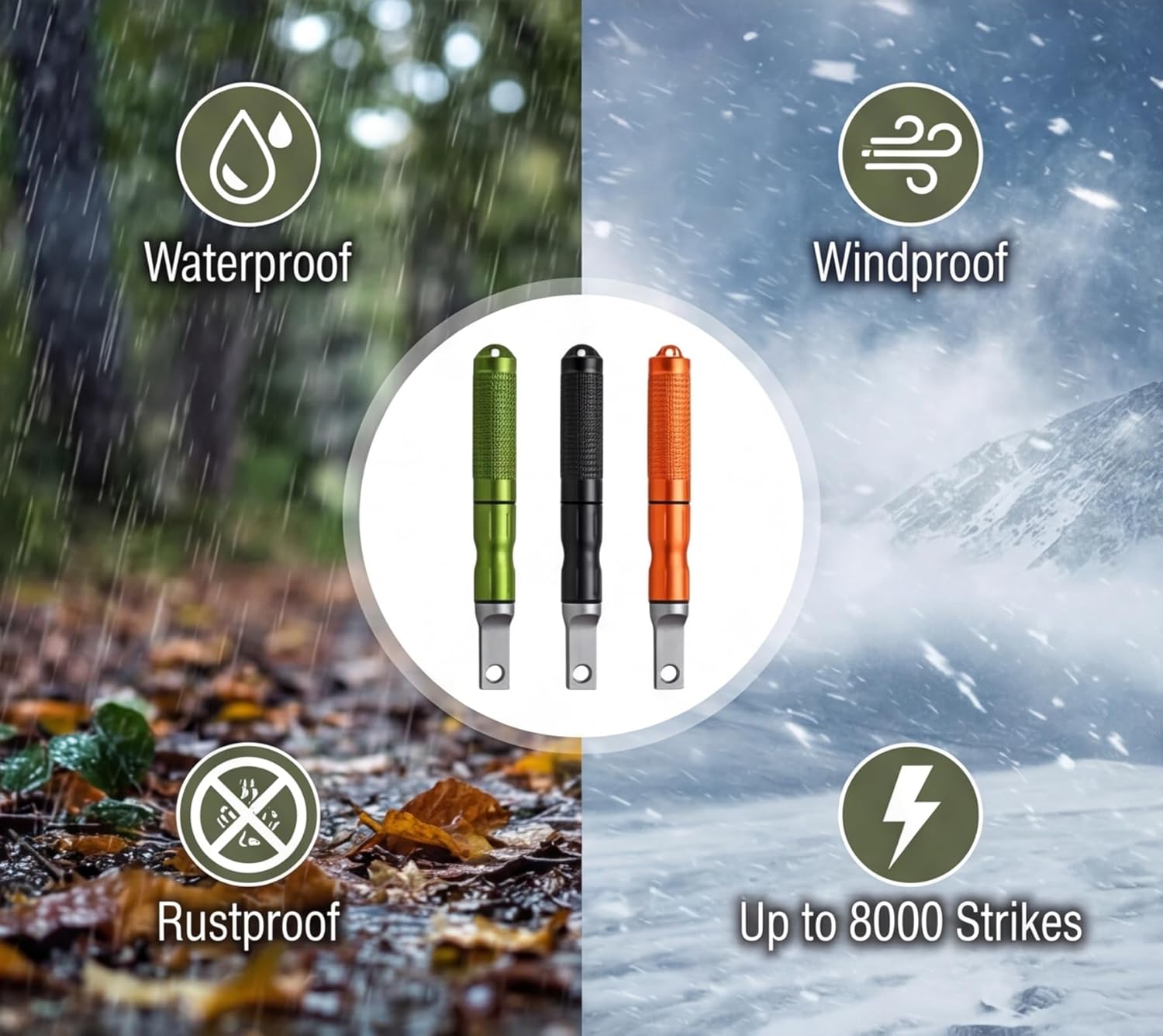 3PCS Ferro Rods - Fire Starter Sticks, Flint and Steel Survival Kit Compatible with EDC, Camping, Hiking, Bush-Craft, Emergency Kits