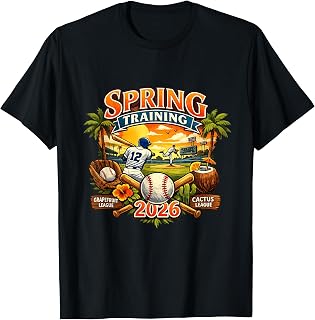 Spring Training 2026 Baseball Vintage Sunset Design T-Shirt
