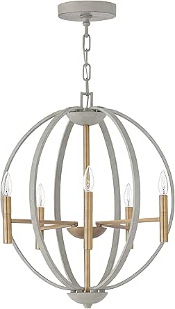 Hinkley Euclid Transitional Six Light Orb Chandelier, Cement Gray