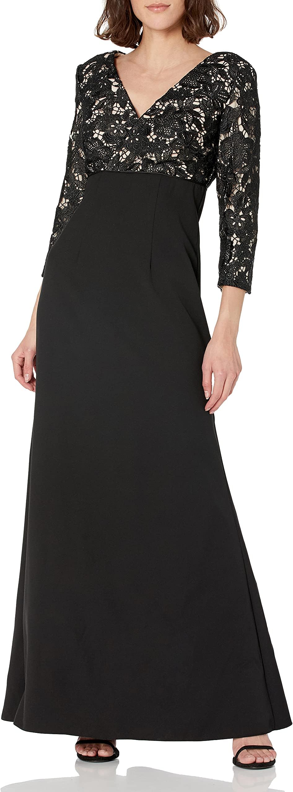 JS CollectionsWomen's 3/4 Sleeve Lace Gown