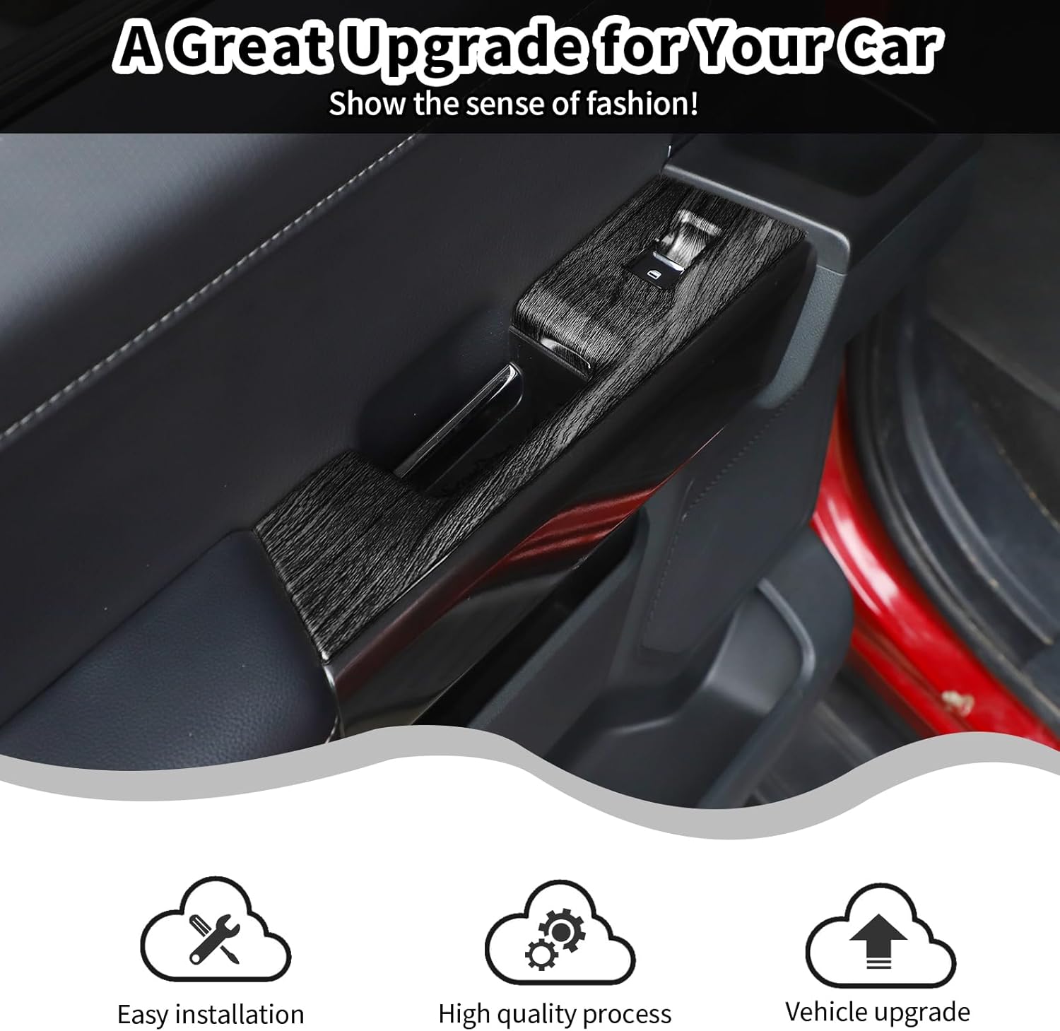 Window Lift Panel Cover 7Pcs Fit for 2021-2024 Ford F150 (Black Wood)