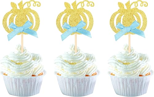 1 paquete de decoración para tartas con purpurina con temática de otoño, revelación de género, selección de pastel de calabaza, decoración de pastel