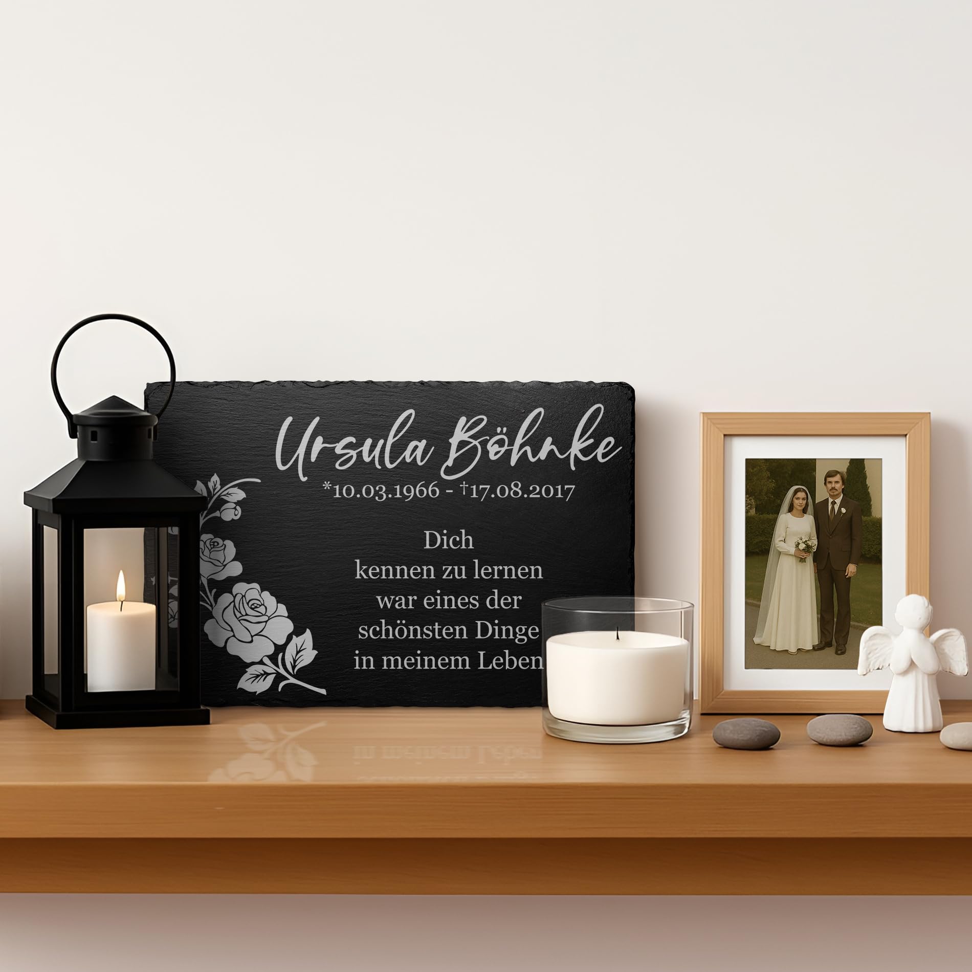 CHRISCK design Grabstein für den Außenbereich für Deinen Lieblingsmenschen | Gedenkstein Gedenktafel aus Schiefer | gestalte Dein Grabplatte ganz einfach selbst