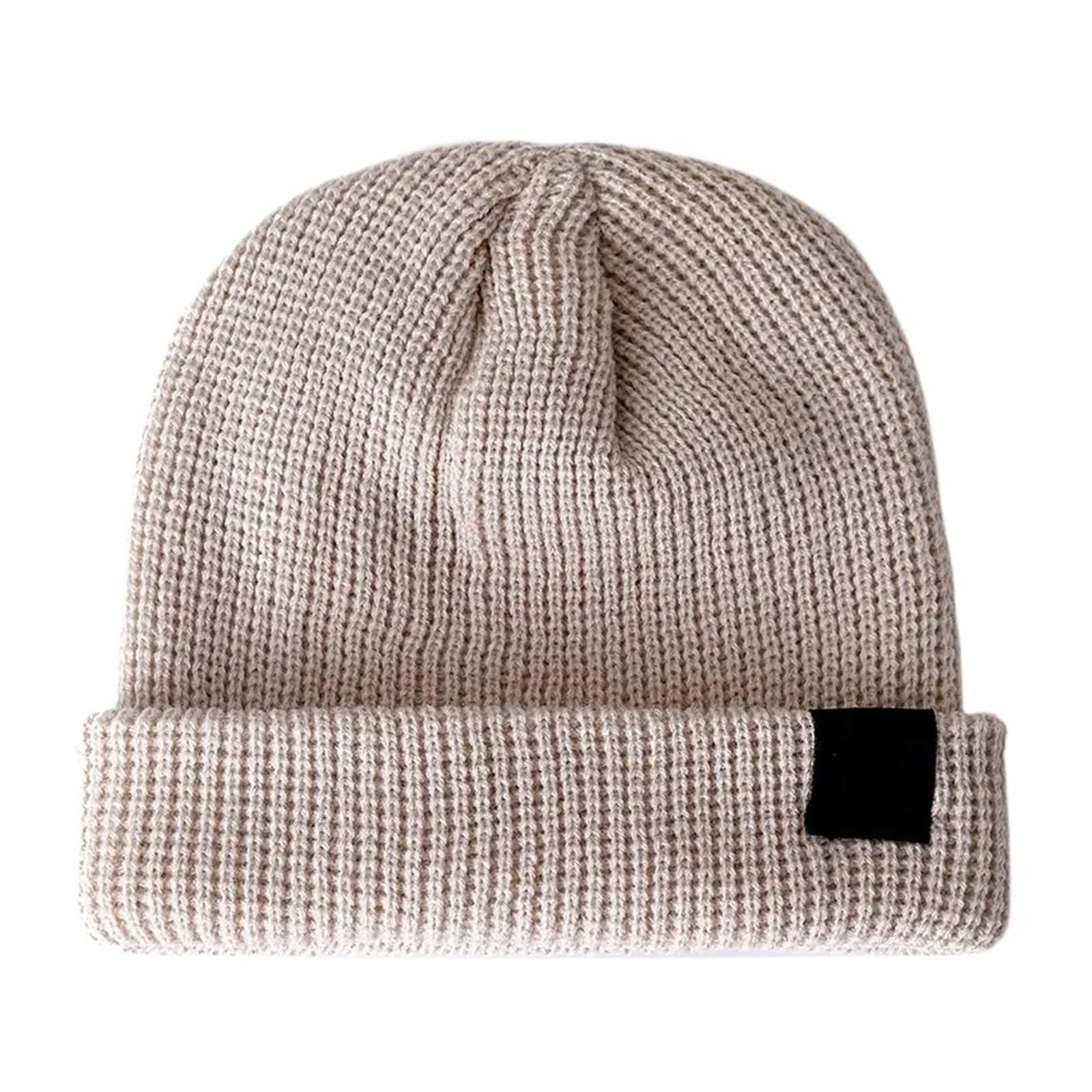 Chapeau d'hiver tricoté côtelé style casquette de melon solide et rétro pour le ski
