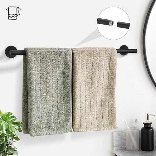 Miniatura 2 de TURS Juego de accesorios de baño negro mate de 5 piezas, juego de toallas de baño de acero inoxidable SUS304, kit de accesorios de baño de 24