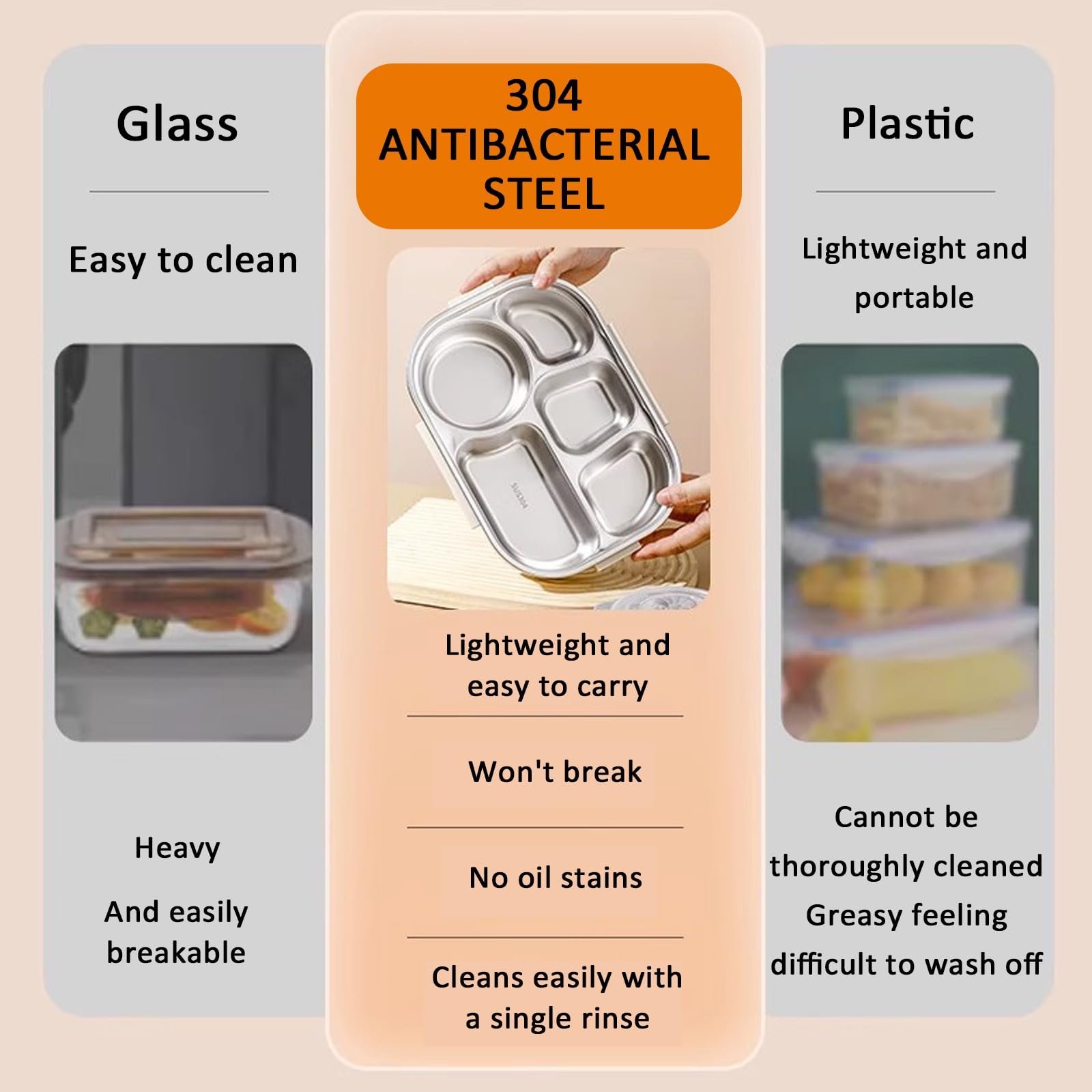 Fiambrera de acero inoxidable 304,a prueba de fugas,incluye cubiertos y bolsa aislante,reutilizable,apta for microondas,ideal for ir al trabajo y a la escuela(Four grids 1500ml)