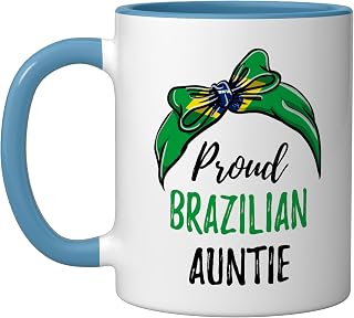 Proud Brazilian Auntie Ceramic Mug, Blue/White