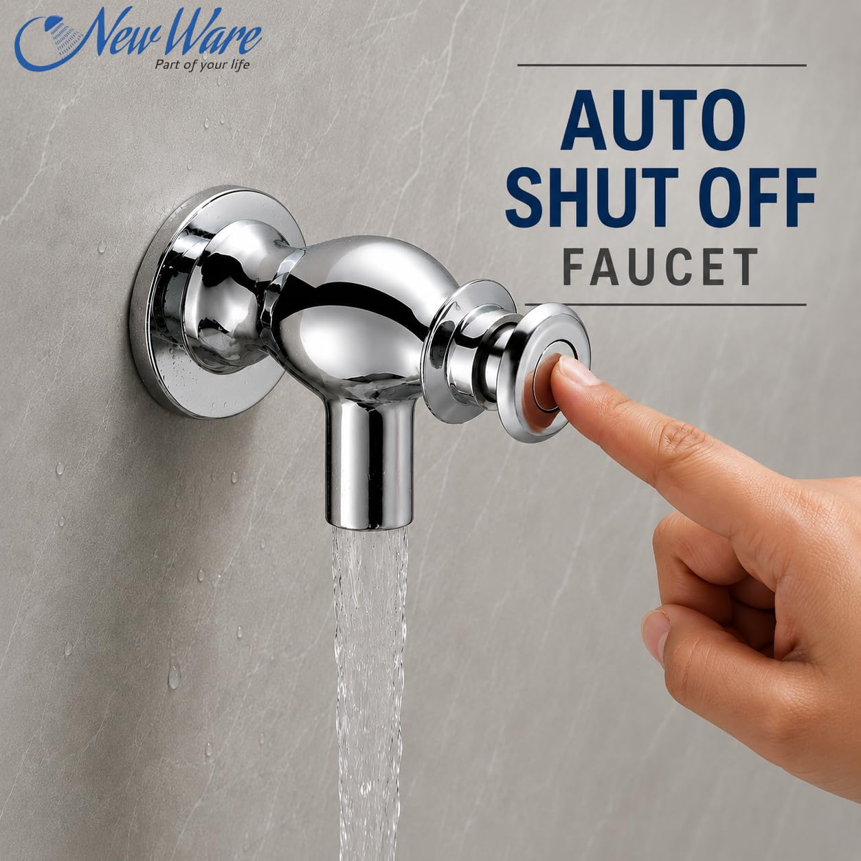 Brass Push Cock Urinal Valve - Chrome Finish -5