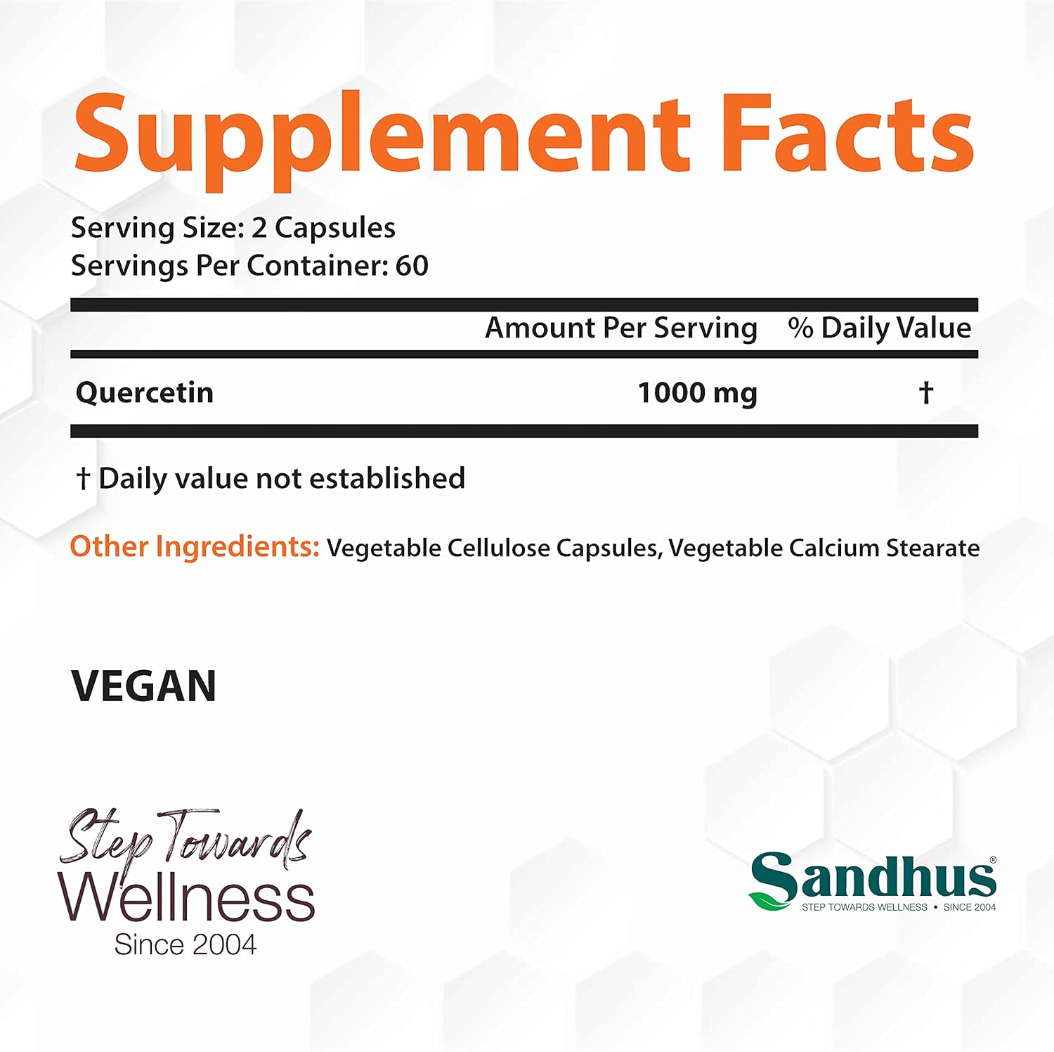 Quercetin 1000mg Per Serving Vegetarian Capsules Bioflavonoids Supports Immune Health & Cardiovascular Health, Respiratory Health, Seasonal Allergy Relief 120 Count : Health & Household