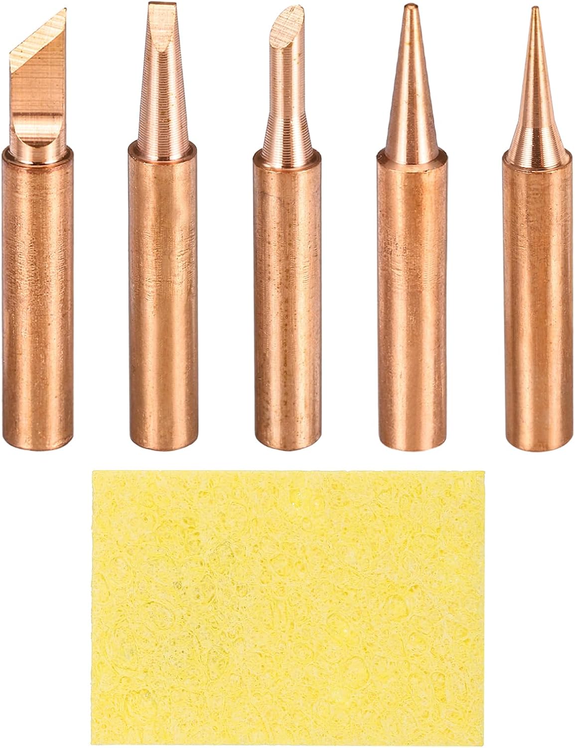 MECCANIXITY 1 Set 900M Soldering Iron Tips Copper Non-magnetic Welding Head with Cleaning Sponge Pad Replacement for Solder Station Tip (IS+B+K+3C+2.4D)