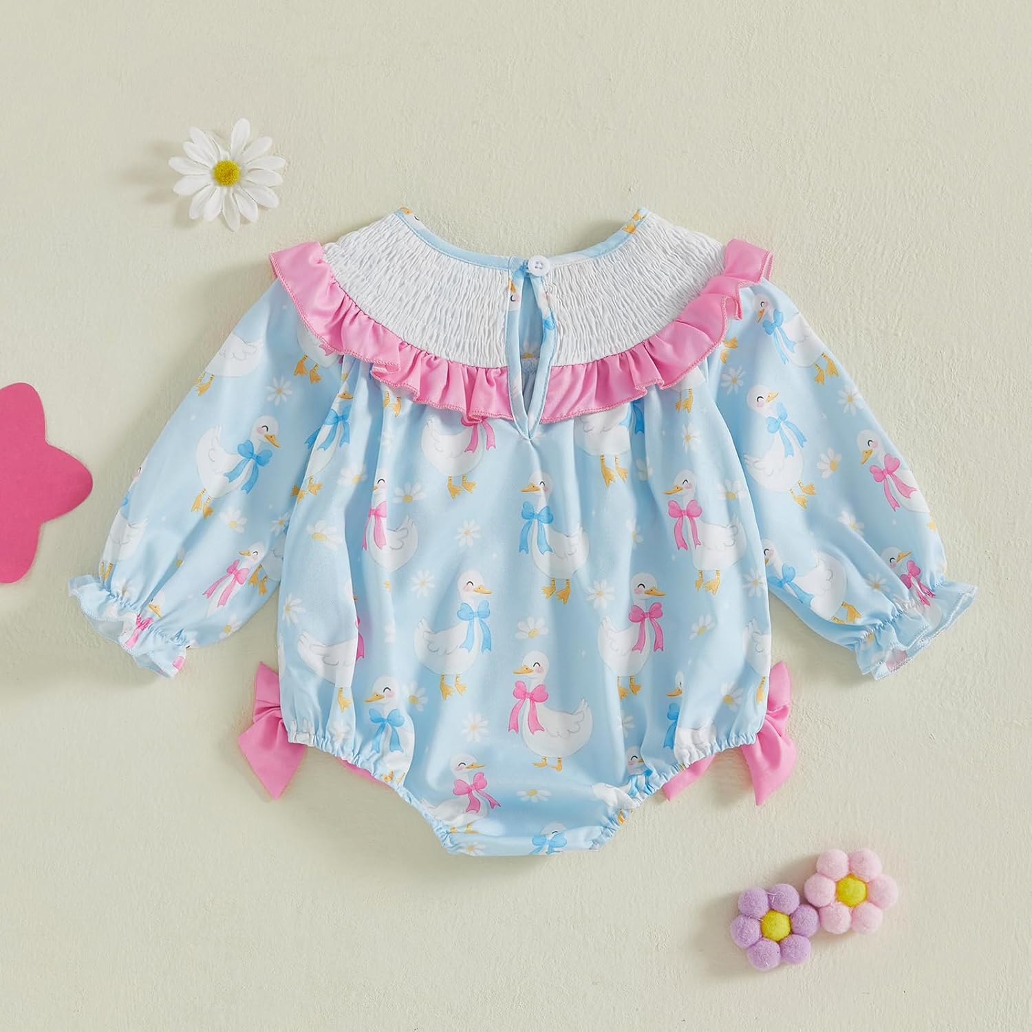 Newborn Baby Girl St Patricks Day outfit Lucky Charm Smocked Bubble Romper Long Sleeve Onesie Irish Spring Clothes - Image 5