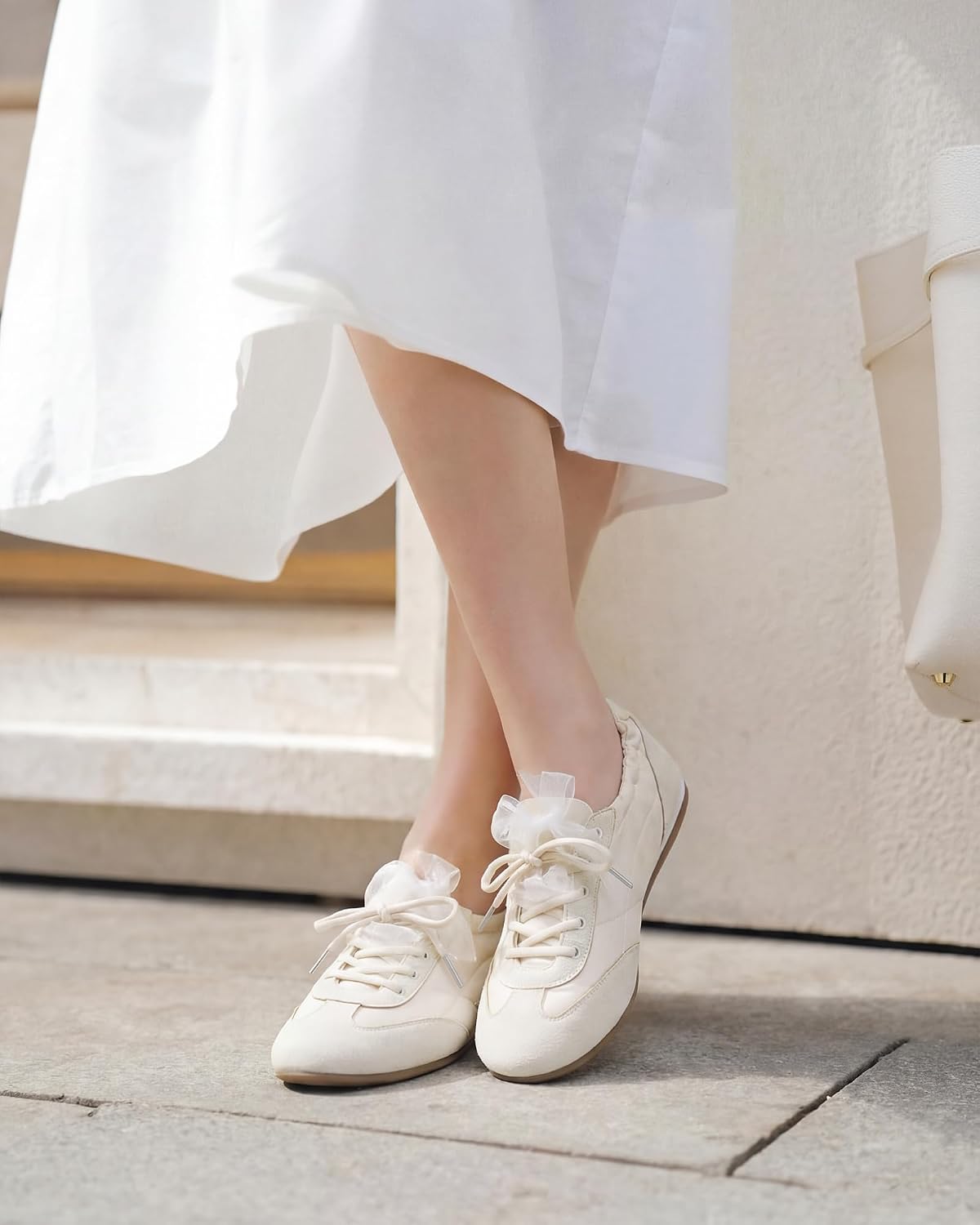 iiimmu Ballet Flats Sneakers for Women Casual Walking Shoes