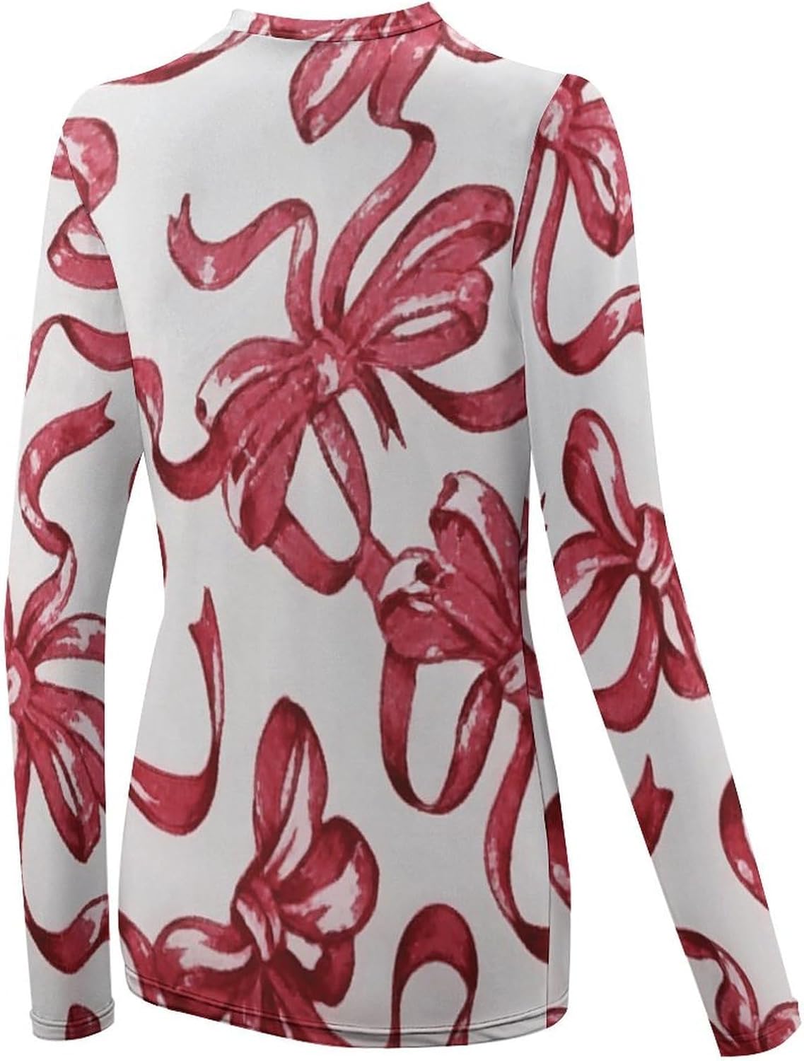 Bows Pink Rash Guard for Women UPF 50+ UV Sun Protection | Long Sleeve Workout Top Quick Dry Athletic Hiking Shirt Moisture Wicking Swim Shirt for Running, Cycling, Swimming