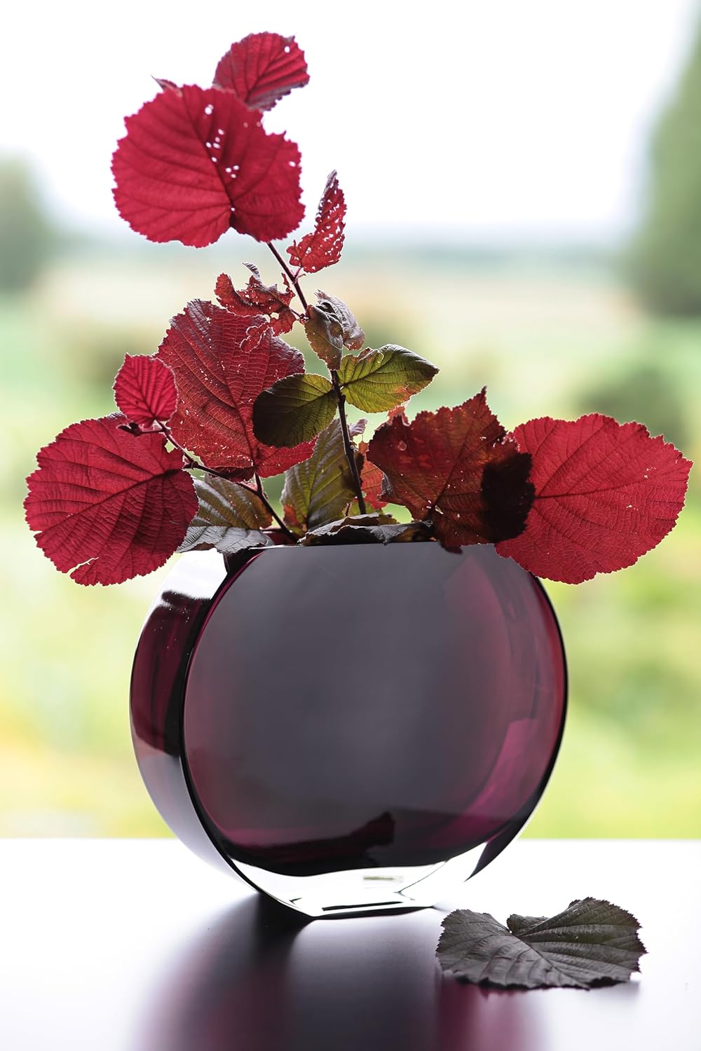 Glass - Vase - Amethyst - Round - 9.25" Long - Heavy Durable - Made in Europe - by Barski