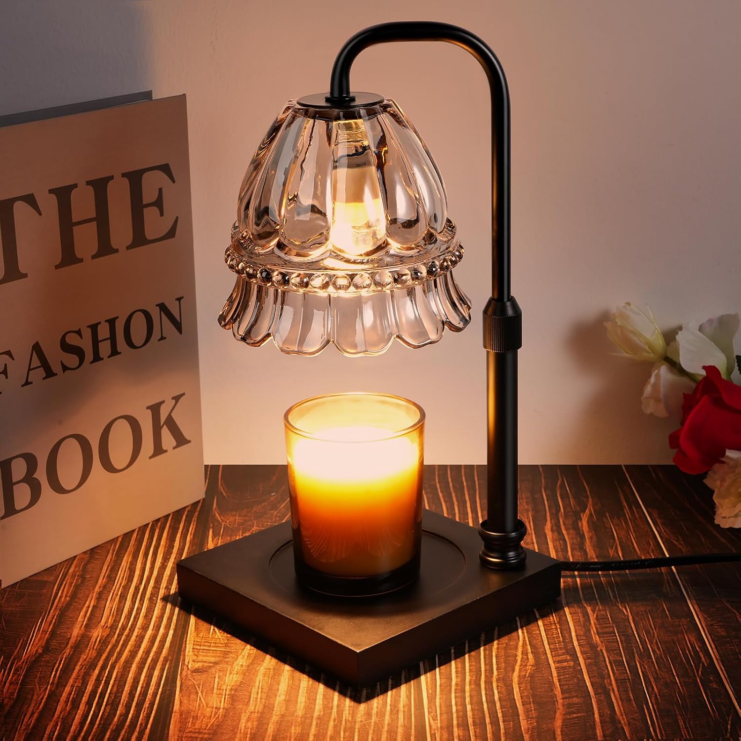 Candle Warmer Lamp with Timer &Dimmer, Adjustable Height Candle Wax Warmer Warming Lamp with 2x50W Bulbs for Scented Candles for Housewarming Bedroom Home Decor Mom Women