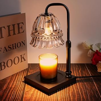 Candle Warmer Lamp with Timer &Dimmer, Adjustable Height Candle Wax Warmer Warming Lamp with 2x50W Bulbs for Scented Candles for Housewarming Bedroom Home Decor Mom Women