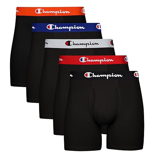 Champion Cuecas boxer masculinas, roupa íntima confortável de algodão elástico que absorve umidade, pacote com várias unidades