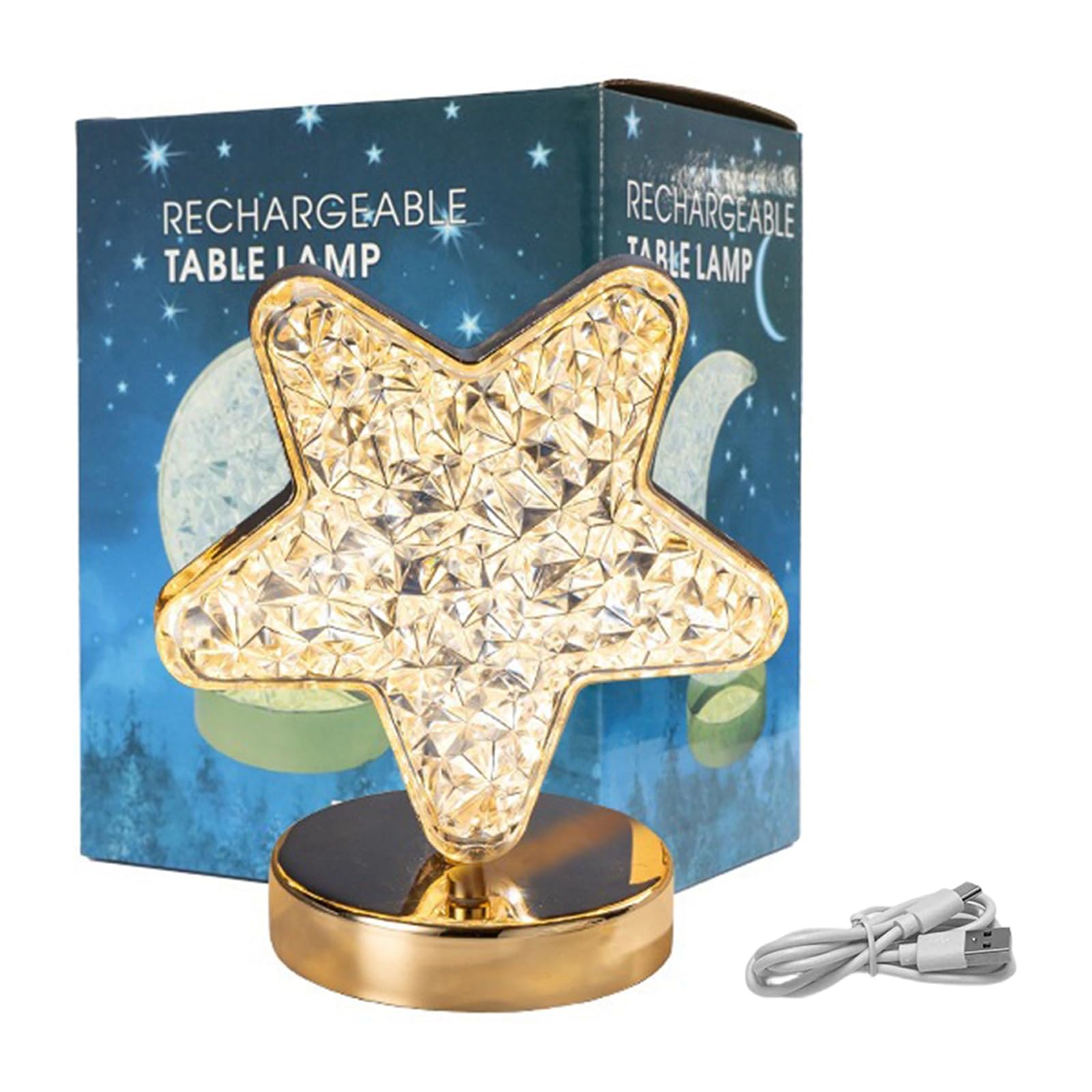 Hsioluted Star Portable Round Table Light Soft Glow Room Type C Charging Touch Control Led Moodlamp