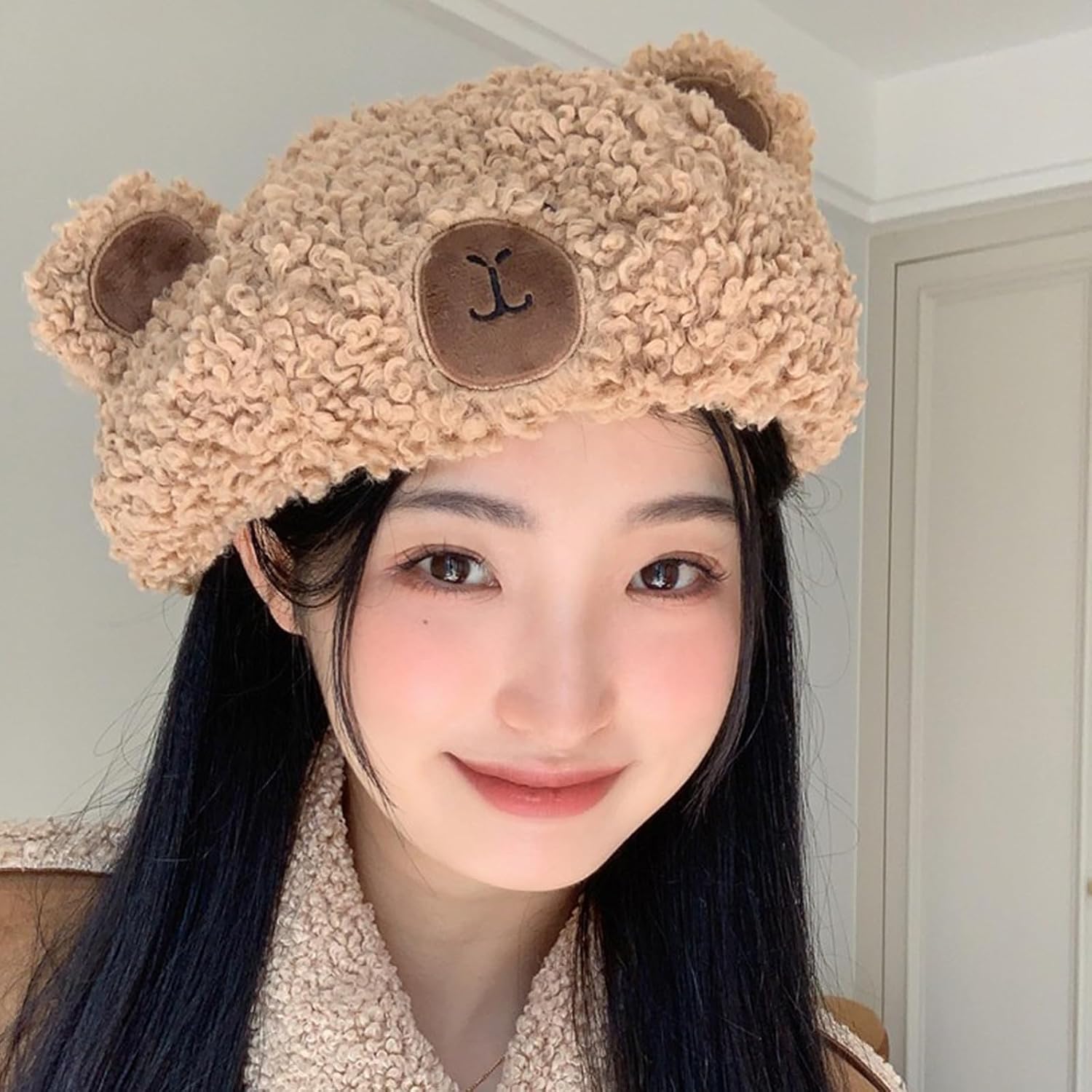 Fashionable Bear Ear Berets Comfortable Hat Men's and Women's Berets for Various Occasion Unisex Fashion Accessory Beige