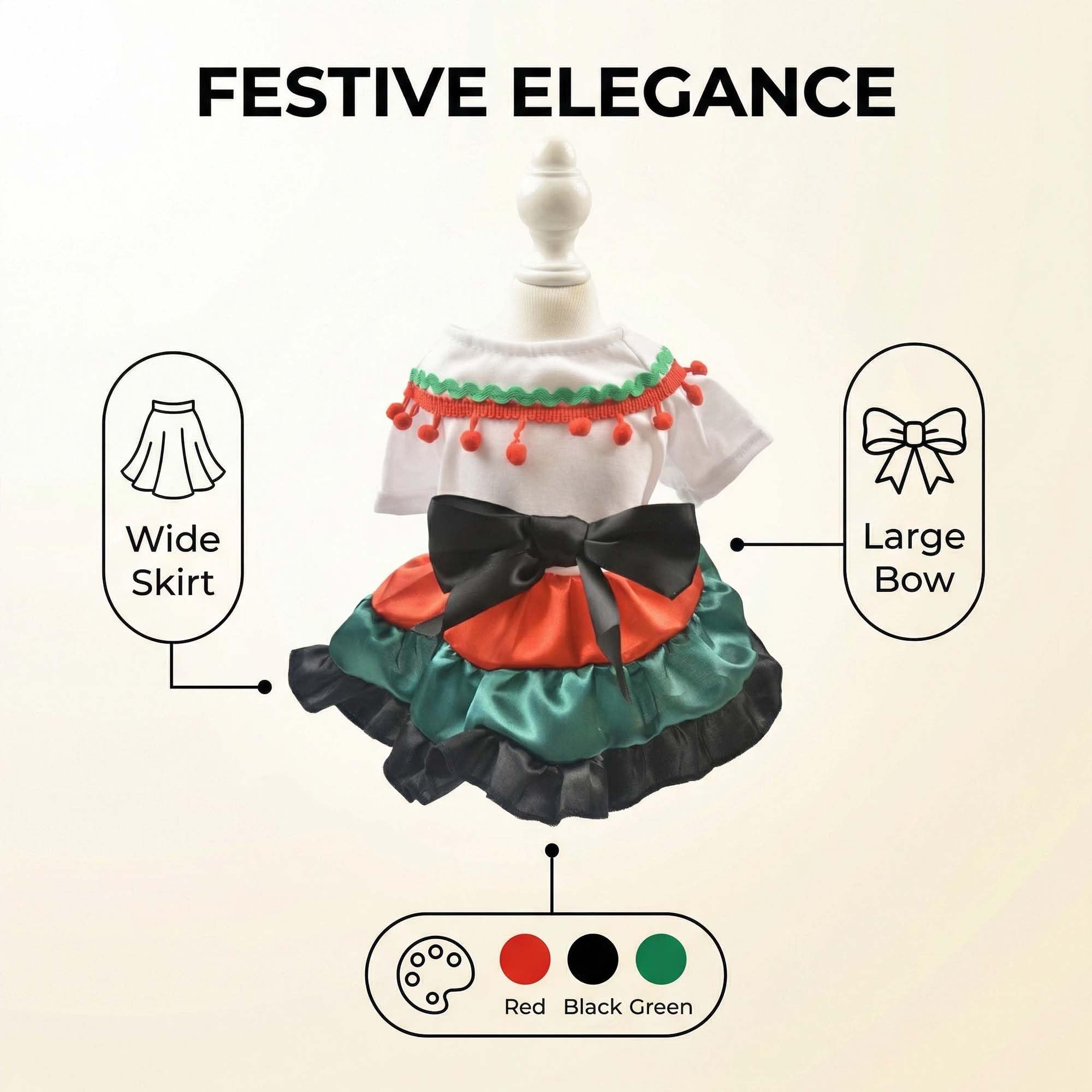 China Poblana Dog Mexican Dress with Pet Flower Crown Headband,Traditional Vestidos para Perras Mexicanos Cinco de Mayo Dog Dress Day of The Dead Costume Halloween Outfits,XXL - 5
