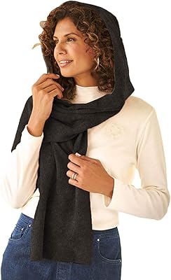 Le Moda Fleece Womens Hooded Wraparound Scarf (ONE SIZE, CHARCOAL)