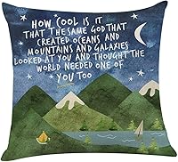 Littlefa Inspiring Mountains Throw Pillow Cover - Cute 'How Cool' Quote Cushion Case for Girls, Bedroom Living Room Decor Gifts