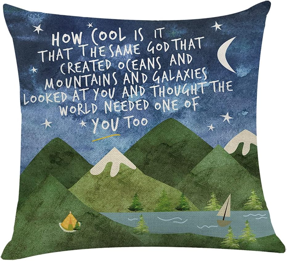 Littlefa Inspiring Gifts Cute Mountains Throw Pillow Cover Mountains Cushion Cover Decorative Pillowcase Living Room Bedroom Decor for Girls Friends Daughter Niece Women - How Cool