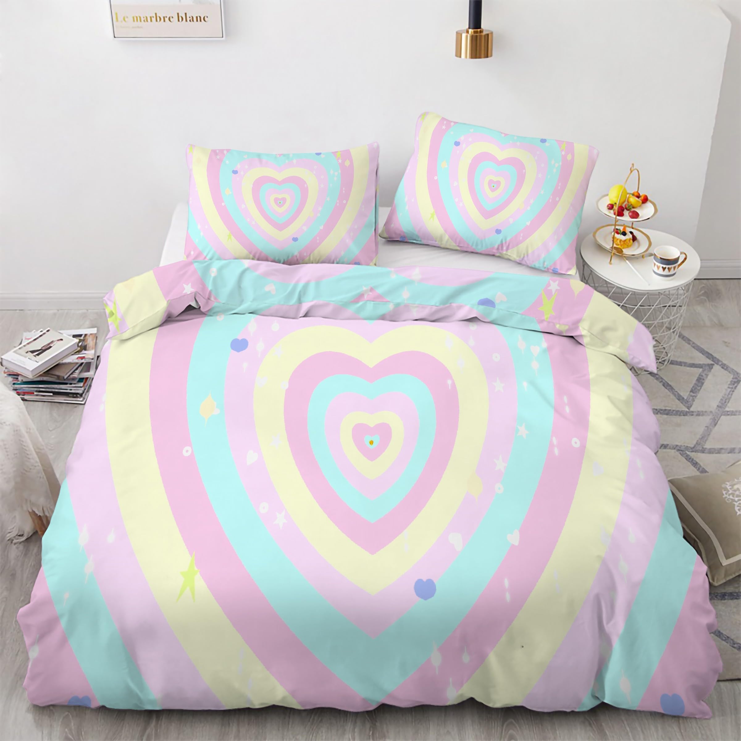 Parure de lit 90x190 artistique avec housse de couette et taies