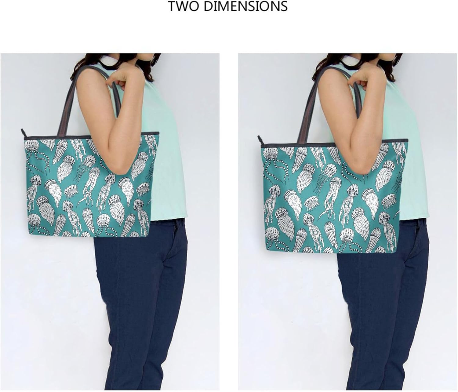 Tote Handbag For Women with Zipper Large Shoulder Bag for Work Camping 2 Sizes Pattern 1