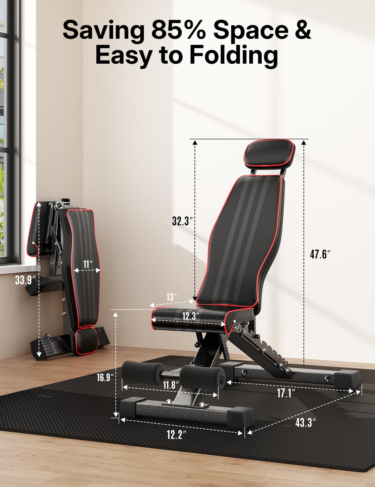 Multi-Function All in 1 Weight Bench Set - Multi-Positions Heavy Duty Weight Lifting Sit Up Bench Workout Benchs Folding Bench Press for Home Gym