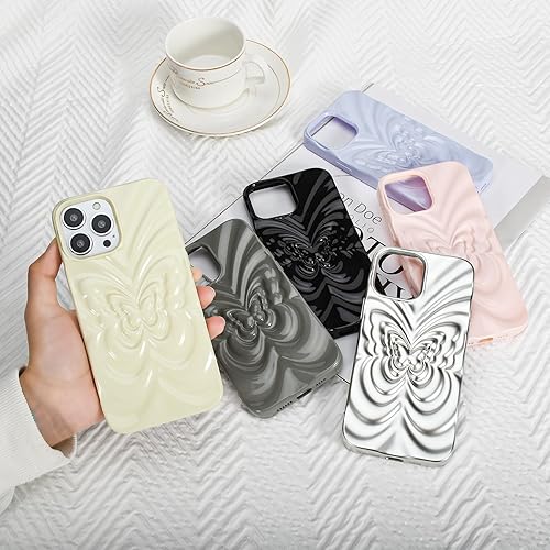 Miniatura 6 de Funda compatible con iPhone 13 Pro Max, bonita funda antiarrugas con patrón de mariposa 3D, ligera, de lujo, delgada, a prueba de golpes, protección