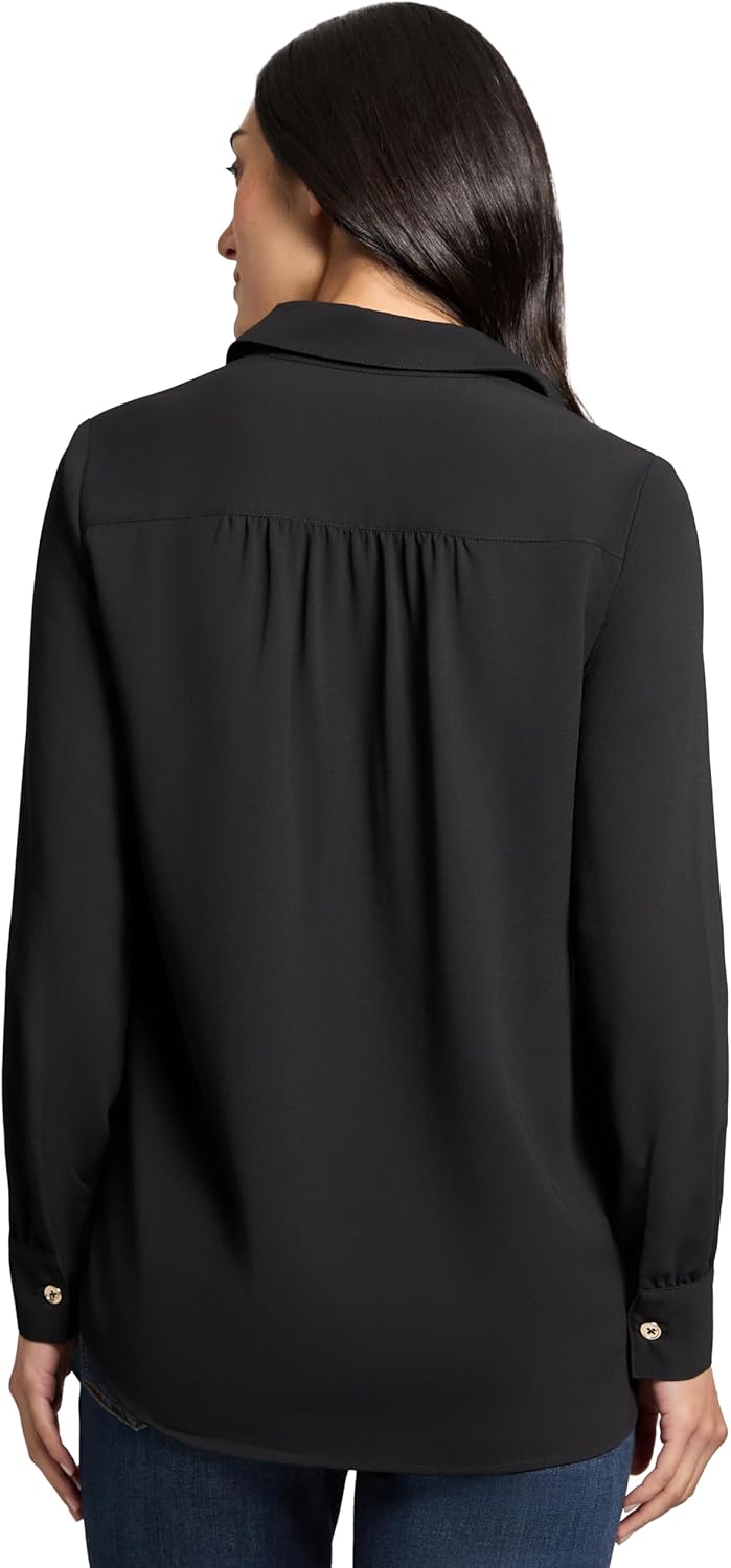 Jones New York Womens Long Sleeve Button Detail Tunic Top - Image 2