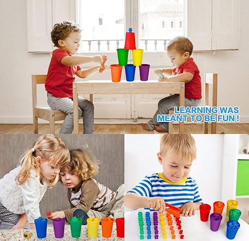 Miniatura 6 de NEOROD Osos de conteo arcoíris con tazas de clasificación a juego, reconocimiento de color de números, STEM educativo para niños pequeños,