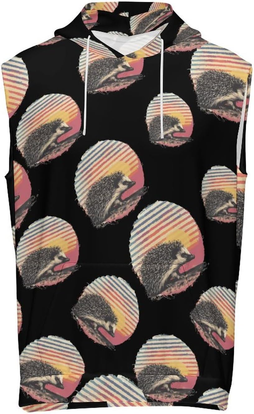 Men's Workout Hooded Tank Tops Sleeveless Muscle Gym T-Shirts