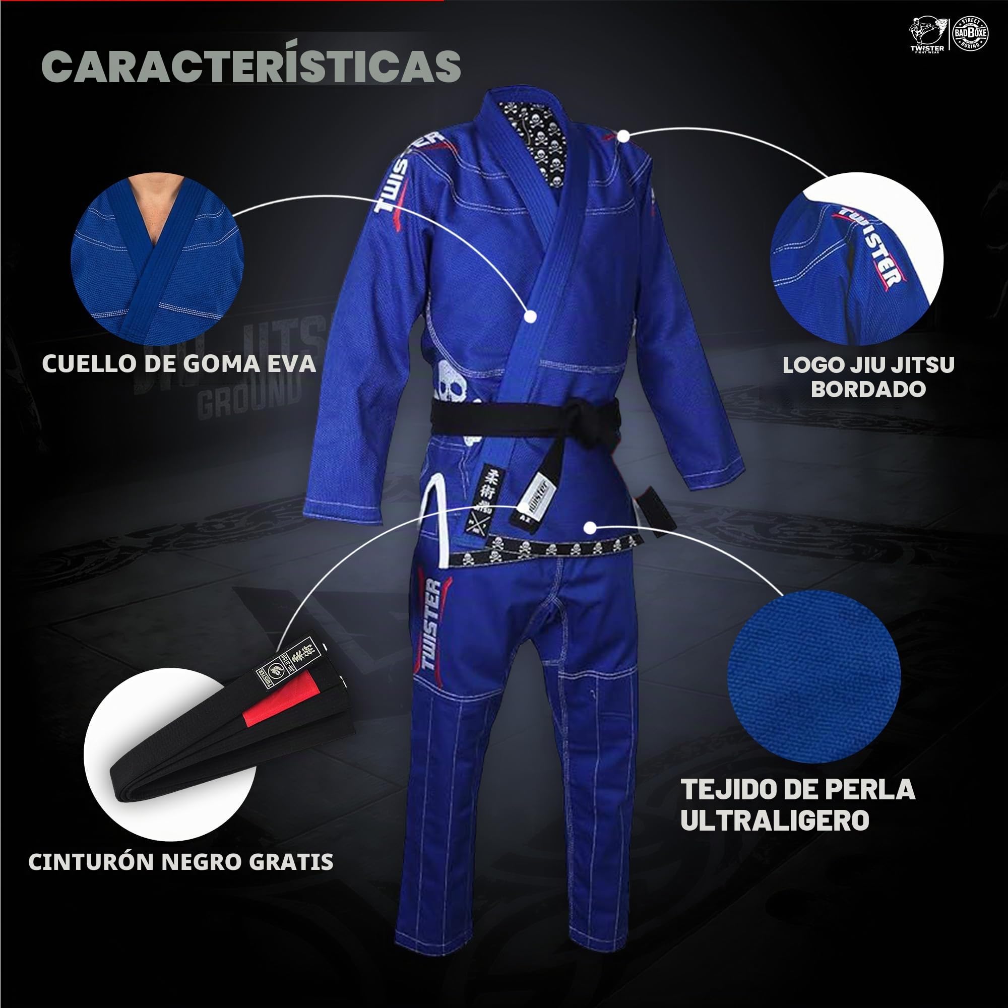 Twister Progress 5.0 Brazilian Jiu Jitsu Gi | BJJ Gi | Lightweight Preshrunk Pearl Weave | With Pants and Jacket 475gram (BLUE, A1)