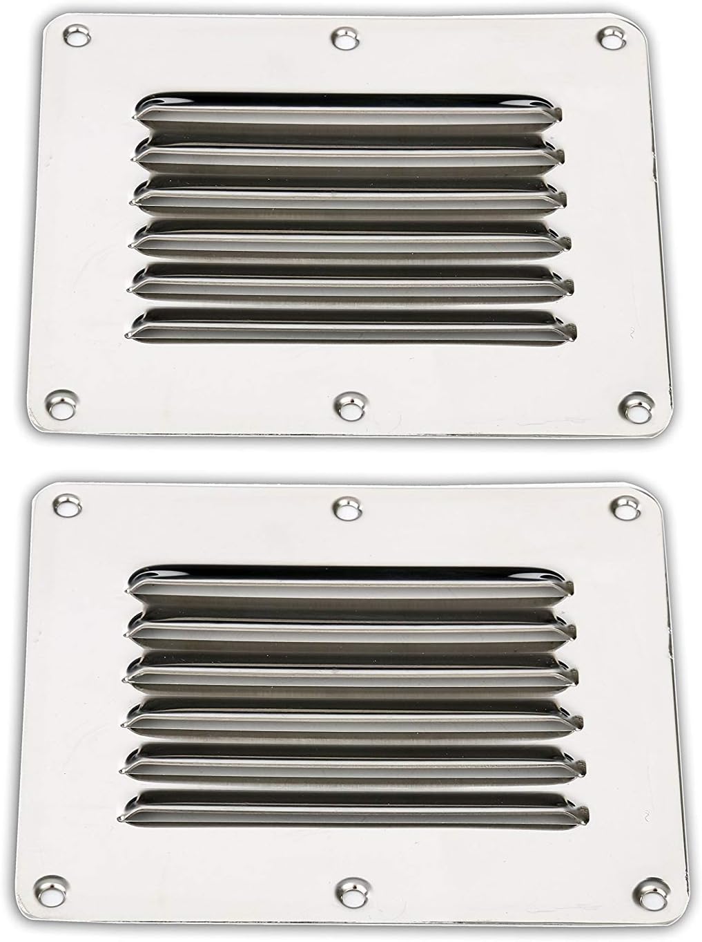 Amarine Made Stainless Steel Stamped Louvered Vent - Rectangular - 07722S - 4-1/2" X 5" (2-Pack)