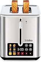 Trisiko® Touch Screen Toaster 2 Slice, Stainless Steel Smart Toaster with Digital Timer, 1.38