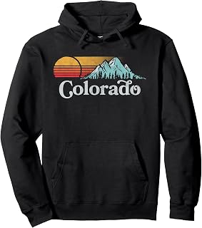 Retro Vibe Colorado Hoodie - Vintage Mountain Sun Sweatshirt Pullover Hoodie