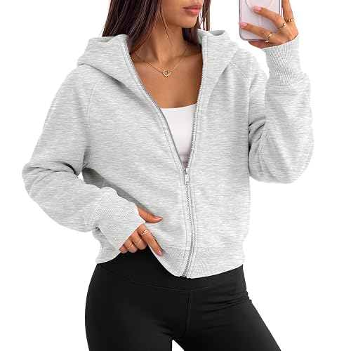 Womens Zip Up Hoodies Cropped Jackets Fall Clothes 2026