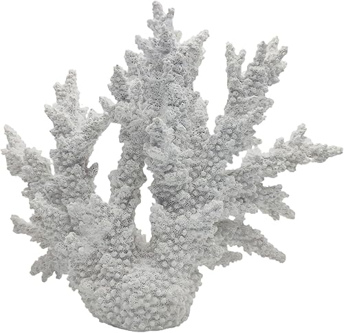 Vista 2 de White Coastal Beach - Estatua de resina decorativa de arrecife de coral de mar sintético para estante de baño, mesa de café, decoración náutica