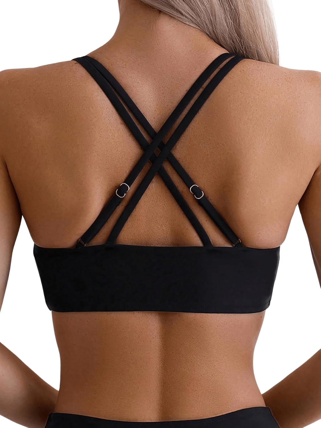 SOLY HUX Women's Bikini Tops V Neck Criss Cross Back Spaghetti Strap Padded Bathing Suit Swim Top Only - Image 2