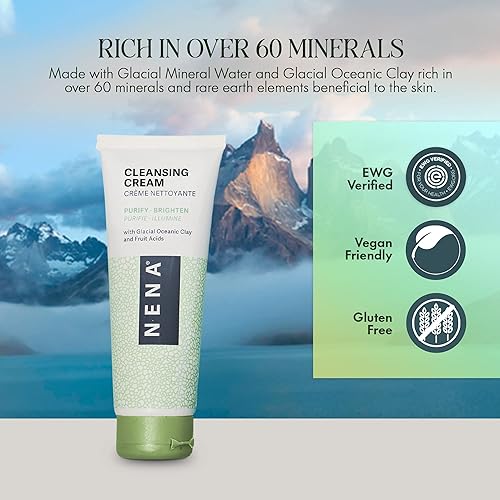 Miniatura 4 de NENA Jabón facial natural para piel seca - Limpiador facial suave y antienvejecimiento para mujeres con ácido glicólico y arcilla glacial -