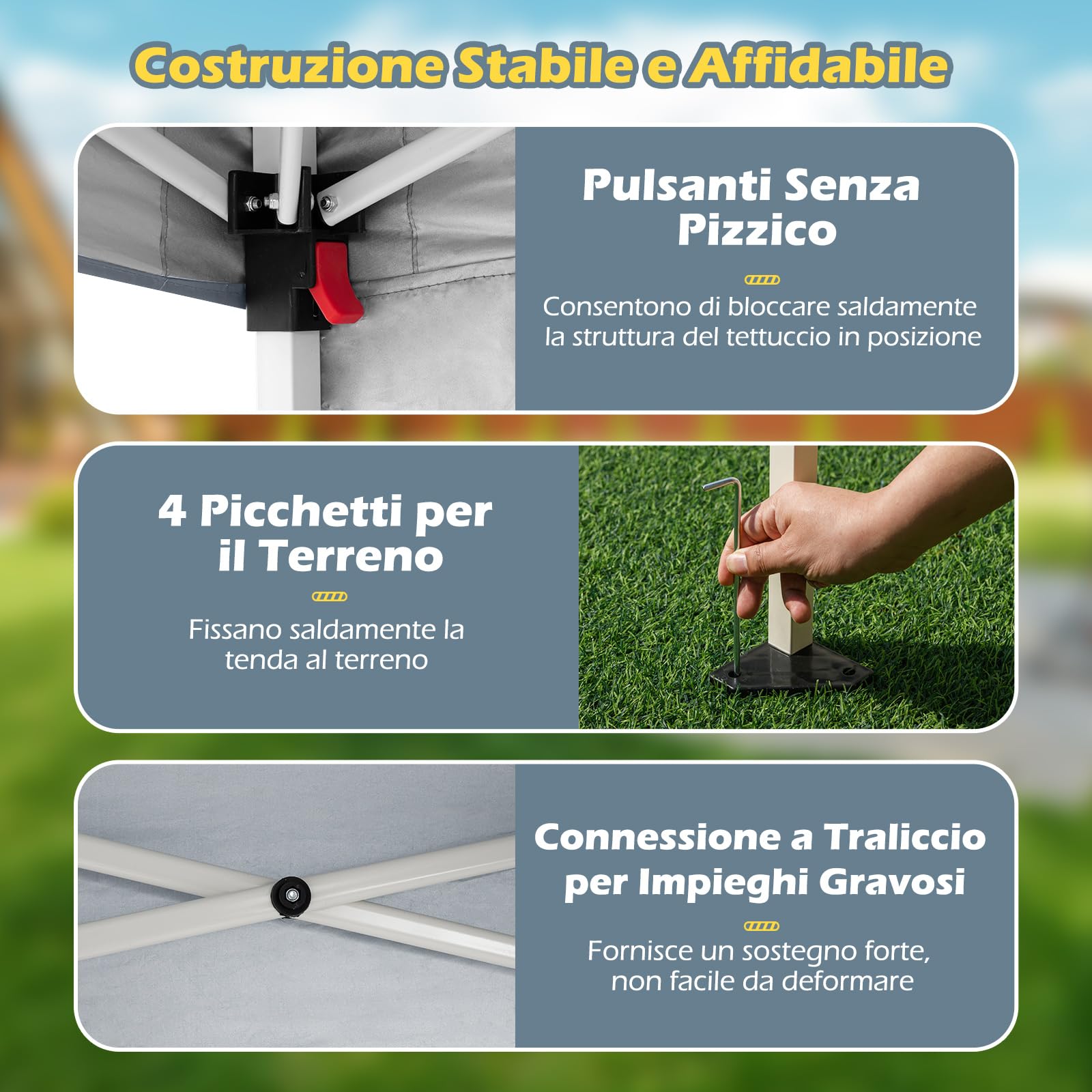 COSTWAY Gazebo Pop-up da Esterno 3 x 3 m, Gezebo Pieghevole con 1 Parete Laterale, Zaino Portatile e 4 Picchetti, Tendone Impermeabile e Resistente per Campeggio e Feste (Grigio)
