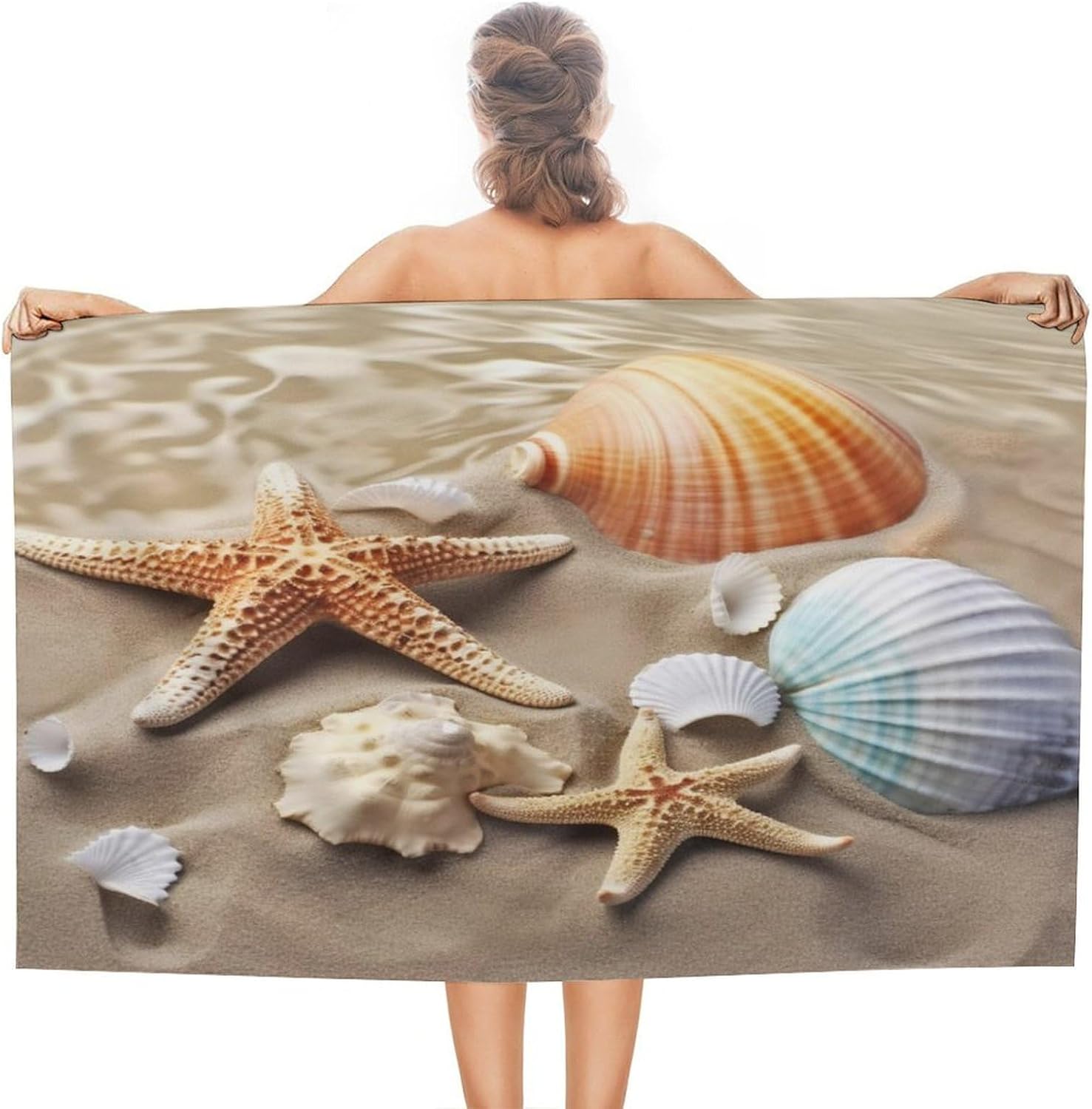 Swimming Towel, Sea Shell Starfish Printed Fashion Towel,Portable Towel,Durable Towel